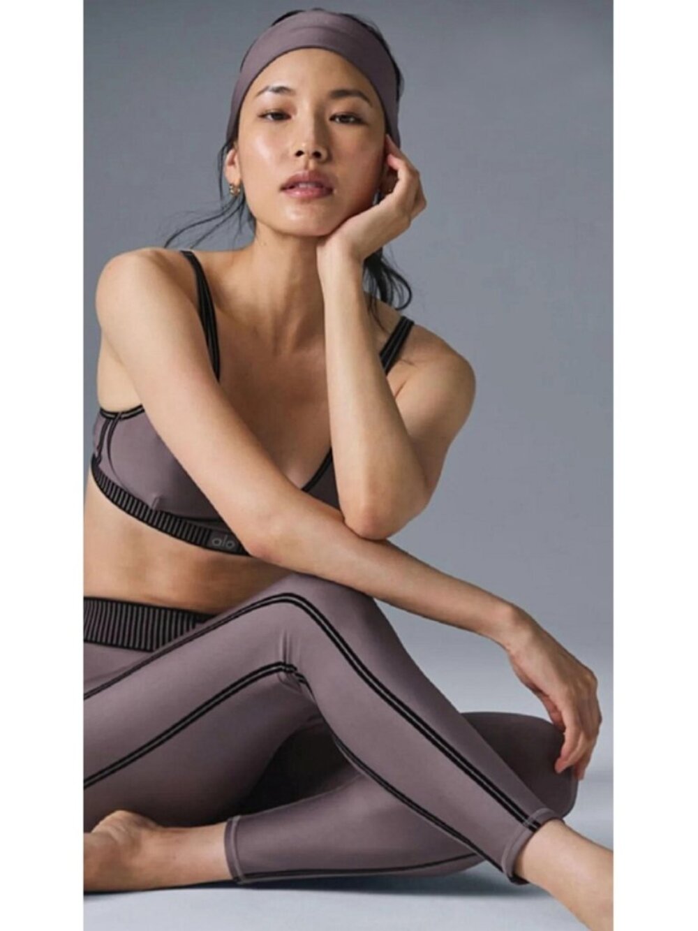 Alo Airlift High-Waist 7/8 Line Up Leggings Raisinette Hi-Rise Striped Tights S - Picture 6 of 13